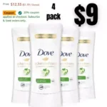 Dove Advanced Care Antiperspirant Cool Essentials 4 Count
