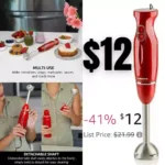 Electric Immersion Hand Blender 300 Watt 2 Mixing Speed with Stainless Steel Blades