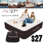 Englander Air Mattress wBuilt in Pump – Luxury Double High Inflatable Bed for Home, Travel & Camping