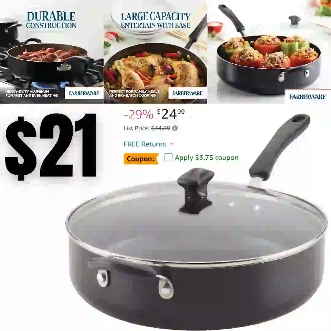 Farberware Cookstart DiamondMax Nonstick Jumbo Cooker with Lid and Helper Handle