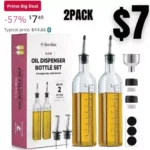 FineDine Olive Oil & Vinegar Dispenser Set with Funnel, 4 Spouts