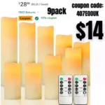 Flameless LED Electric Candle Pack of 9 Battery Operated Fake Candles