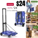 Foldable Hand Truck Dolly, 265 LB Folding Luggage Cart with Wheels, Portable Flatbed Cart Collapsible Hand Truck for Luggage