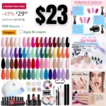 Gel Nail Polish Kit with U V Light 54 Pcs, 32 Colors