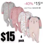 Gerber baby-girls 4 Pack Sleep N Play Footie