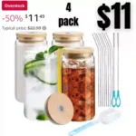 Glass Juice Bottles with Lids and Straws Cup Brush-Portable Travel Drinking Glass Bottles with Caps Reusable Juice Jars Smoothie Cups for Tea
