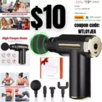 Handheld Massage Gun Deep Tissue 6 Speeds Cordless Handheld Muscle Massager with 4 Heads