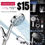 High Pressure Shower Head with Handheld, 10 Spray Settings Combo Water Saving Shower Heads with Stainless Steel Hose