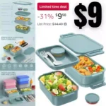 Jelife Bento Box Adult Lunch Box – 72oz Stackable Bento Lunch Box for Adults, 3 Layers All-in-One