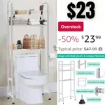 Khordin Over The Toilet Storage Shelf for Bathroom, 3-Tier Above Toilet Rack Bathroom Organizer with Adjustable Shelves and Hanging Hooks