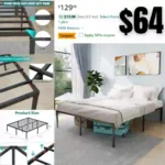 King Bed Frame,18 Inch High Metal Platform Bed Frame,No Box Spring Needed