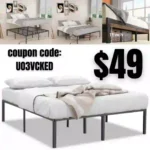 King Bed Frame,Platform Bed Frame,No Box Spring Needed,18 Inch High Platform King Size Bed Frame Free,Heavy Duty Steel Slat with Strong Metal Foundation