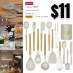 Kitchen Cooking Utensils Set, 14 Non-Stick Silicone Cooking Kitchen Utensils Spatula Set with Holder