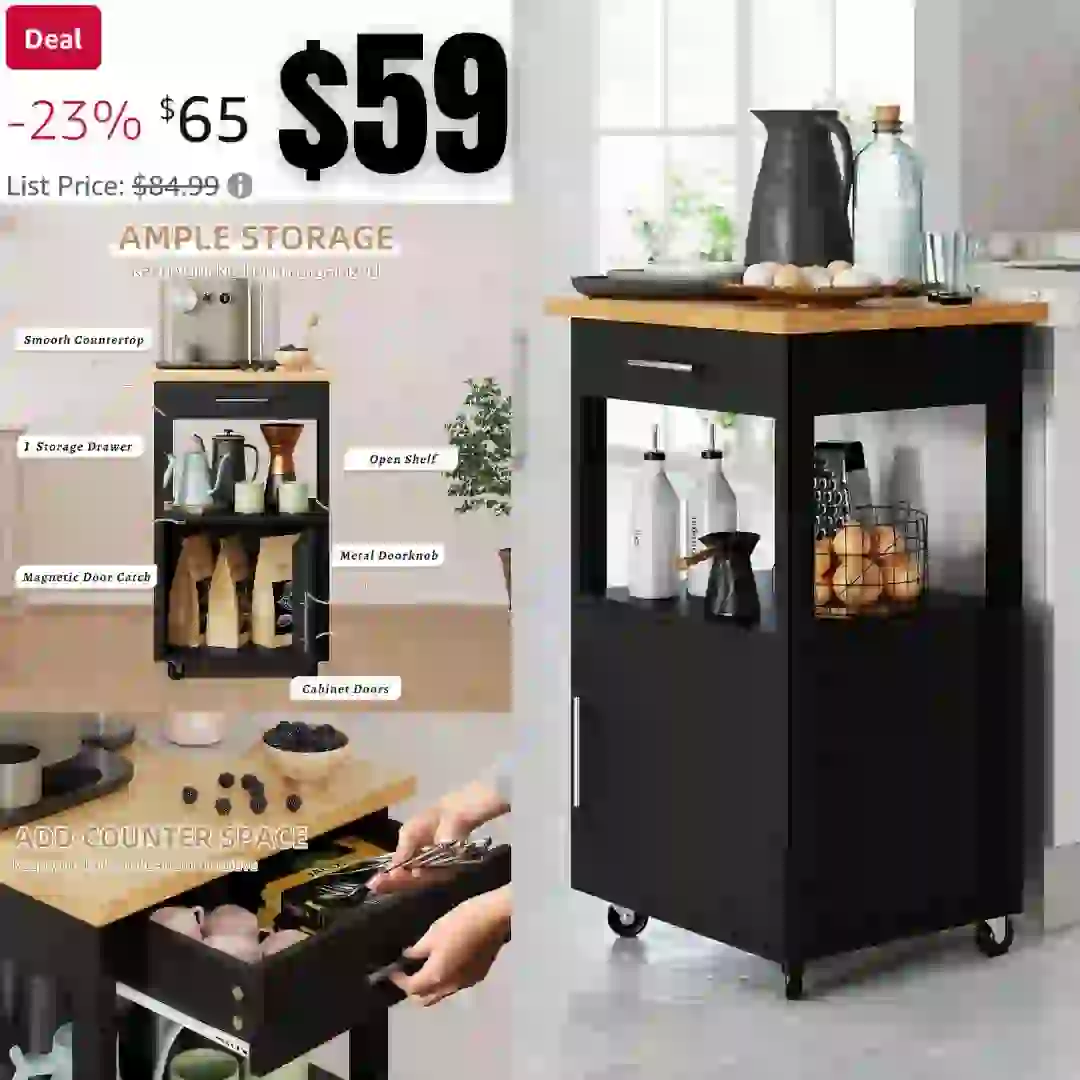 Kitchen Island Cart with Storage,Rolling Kitchen Island Side Table on Wheels with Worktop