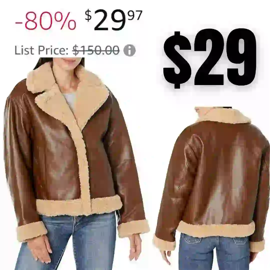 Levi’s Women’s Faux Leather Sherpa Lined Moto Jacket