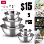Meal Prep Stainless Steel Mixing Bowls Set, Home, Refrigerator, and Kitchen Food Storage Organizers