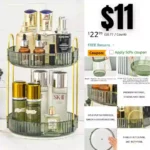 Melumeloo Makeup Organizer 360 Rotating, Spinning Cosmetics Organizer Countertop