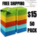 Microfiber Cleaning Cloths-50 PK, Premium All-Purpose Car Cloth, Lint Free Dusting Cloth Cleaning Rags, Absorbent Cleaning Towel for Cars