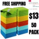 Microfiber Cleaning Cloths-50 PK, Premium All-Purpose Car Cloth, Lint Free Dusting Cloth Cleaning Rags