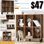 Mid-Century Modern 6 Cube Bookshelf, Engineered Wood