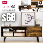 Mid Century Modern TV Stand for TVs up to 55 inches, Wood TV Console Table Media Cabinet with Storage
