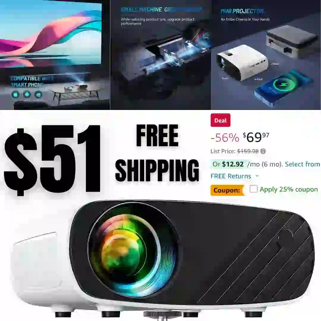 Mini Projector for iPhone ELEPHAS 2023 Upgraded 1080P HD Projector