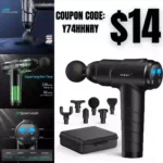 Muscle Massage Gun, Deep Tissue Massager, Portable Body Massager for Back Neck Muscle Relieve, with 20 Adjustable High Intensity Speeds and 6 Massage Heads