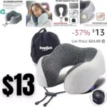 Neck Pillow for Traveling, Upgraded Travel Neck Pillow for Airplane 100% Pure Memory Foam Travel Pillow for Flight Headrest Sleep