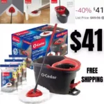 O-Cedar Easywring Microfiber Spin Mop & Bucket Floor Cleaning System with 3 Extra Refills