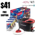 O-Cedar Easywring Microfiber Spin Mop & Bucket Floor Cleaning System with 3 Extra Refills
