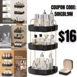 Oifecsie 360 Rotating Makeup Organizer for Vanity, 3 Tier Cosmetic Skin Care Organizer