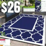 Outdoor Rug Waterproof for Patio Decor, Foldable Reversible Plastic Straw Area Rugs Mat for Camper