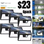 Peasur Solar Lights Outdoor Waterproof, 6Pack 140LED