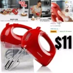 Portable 5 Speed Mixing Electric Hand Mixer with Stainless Steel Whisk Beater Attachments & Snap Storage Case