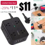 Power Strip Surge Protector – Flat Plug, Wall Mount, 8 Wide Outlets with 4 USB Ports