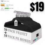 Premium Velvet Hangers 50 Pack with 10 Bonus Plastic Hangers