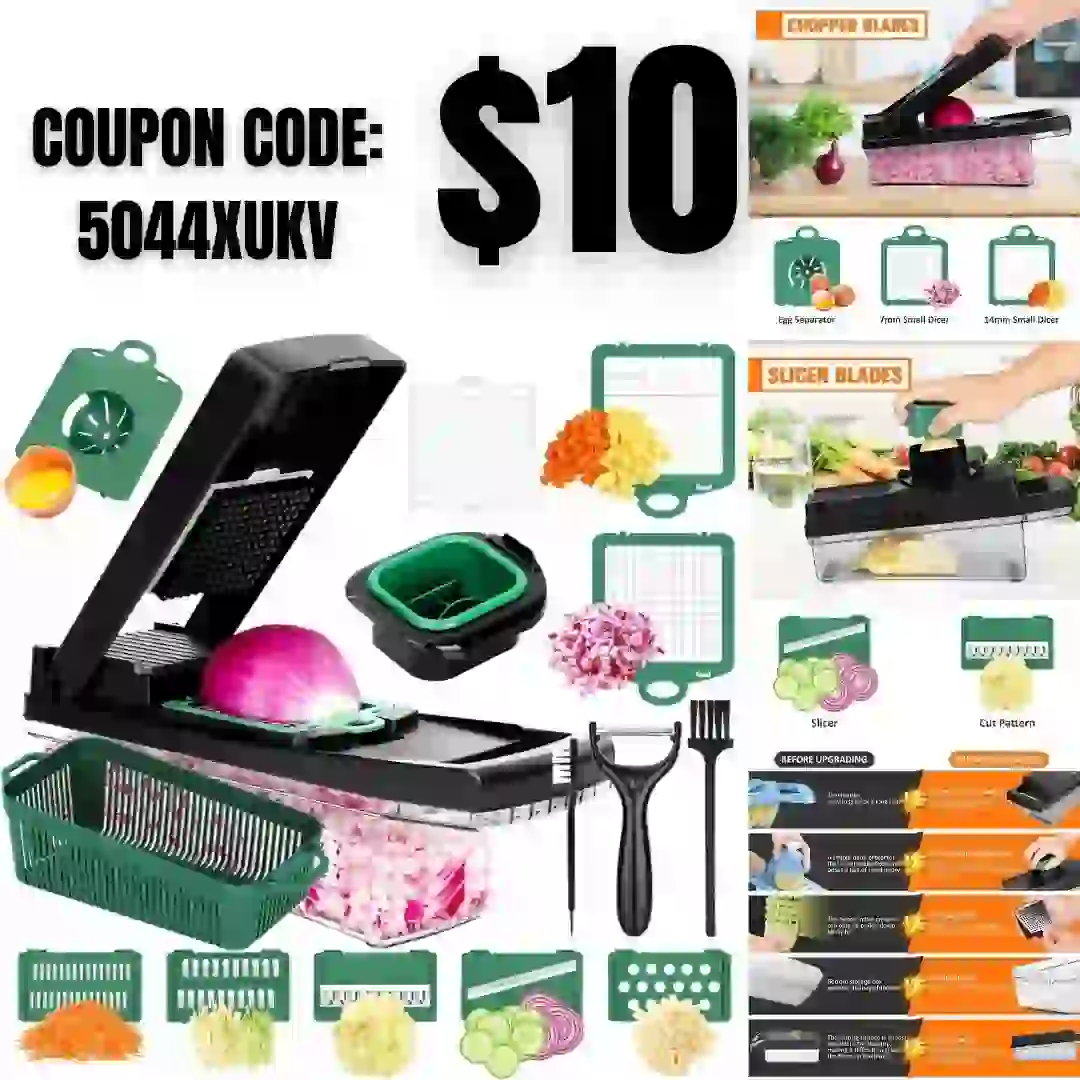 Pro Series Multifunctional 15-in-1 Kitchen Vegetable Chopper, Veggie Slicer,Veggie Chopper,Mandoline Food Slicer,Vegetable Chopper With Container