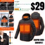 Puffer Heated Jacket – Lightweight Warm Coat for Men with Detachable Hood and Battery Pack