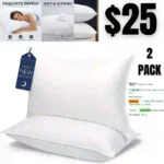 Queen Size Cooling Bed Pillows for Sleeping Hotel Quality, Set of 2 – Down Alternative Microfiber Filled for Back