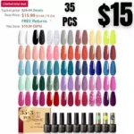 ROSALIND Gel Nail Polish Set, 35 Colors Gel Polish Set with Base Coat and Glossy & Matte Gel