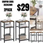 Side Table Set of 2, 3 Tier End Table with Storage, Tall Telephone Table