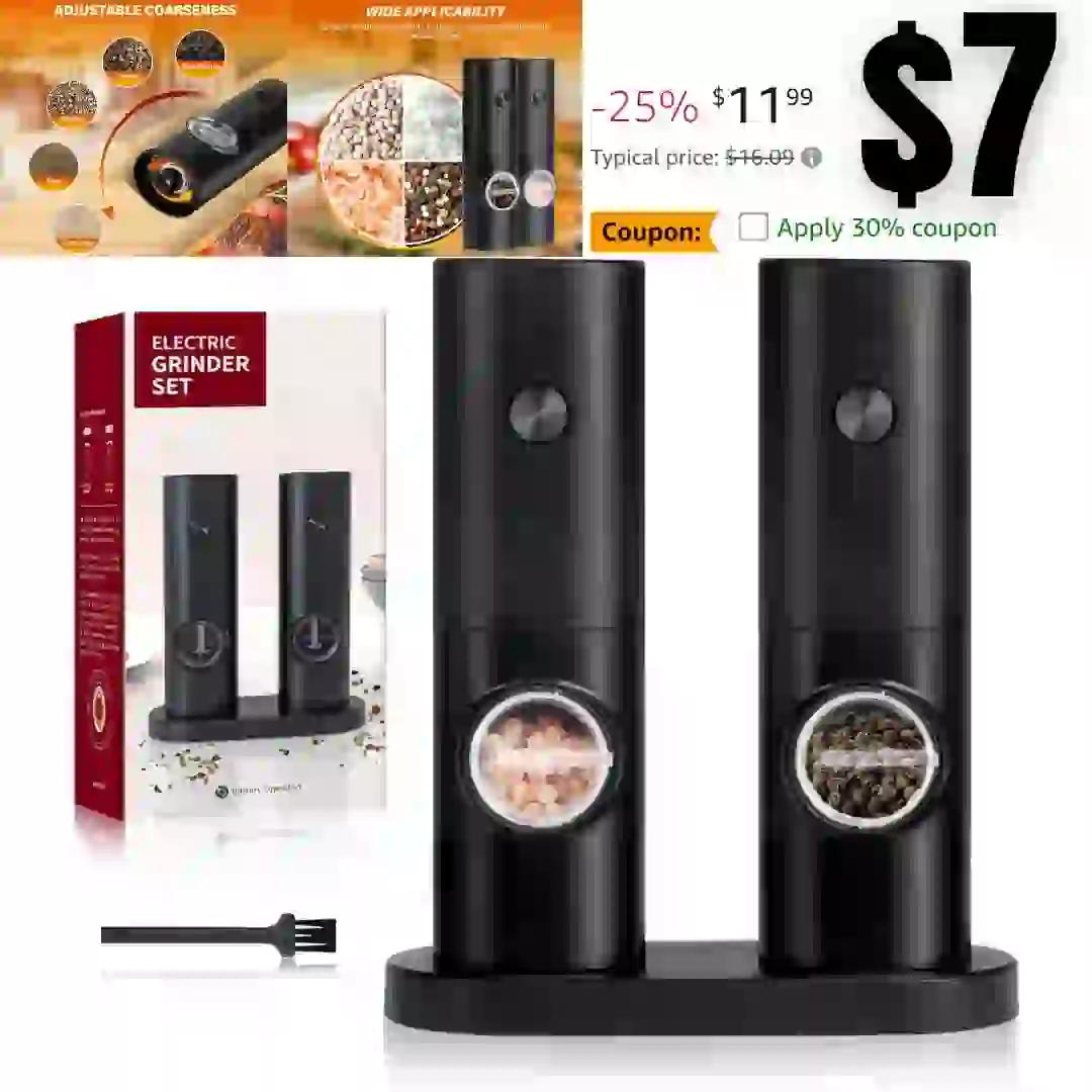 Simple Deluxe Electric Salt and Pepper Grinder Set