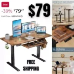 Standing Desk with Keyboard Tray, 48 x 24 Inches Electric Desk Adjustable Height, Ergonomic Adjustable Desk with Memory Preset, Computer Desk Stand Up Desk Suitable for Home Office