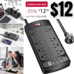Surge Protector Power Strip – Nuetsa Flat Plug Extension Cord with 8 Outlets and 4 USB Ports, 6 Feet Power