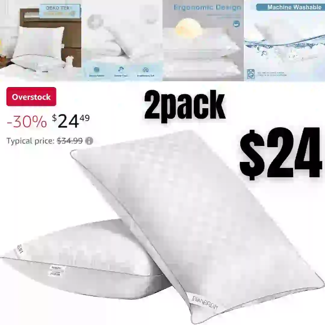 Swandream King Size Pillows Set of 2, Soft and Skin Friendly Down Alternative Pillow for Sleeping