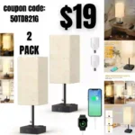 Table Lamp for Bedroom with USB,Bedside Lamp with USB C+A Charging Ports