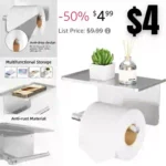 Toilet Paper Holder – Silver Toilet Paper Holder with Shelf