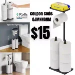 Toilet Paper Holder Stand Toilet Paper Roll Holder Stand and Dispenser for 6 Spare Rolls, Free Standing Toilet Paper Holder with Shelf for Bathroom
