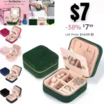 Travel Velvet Jewelry Box with Mirror, Mini Gifts Case for Women Girls