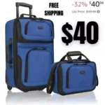 Traveler Rio Rugged Fabric Expandable Carry-on Luggage, 2 Wheel Rolling Suitcase